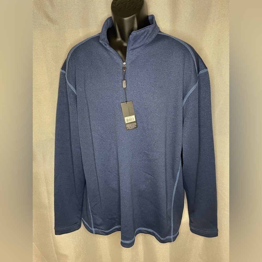 New Pebble Beach Performance Mens Medium Blue Quarter Zip Up Pullover XL - Picture 3 of 9